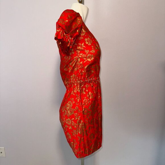 Vtg 70s H Bar C Red Gold Floral Romper One Piece 100% Cotton Size 6 Womens - Picture 2 of 6